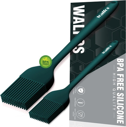 Walfos 600°F Heat Resistant Silicone Basting Brushes BPA Free Pastry Brush, Spread Oil Butter Sauce for BBQ Grill Baking Kitchen Cooking, Dishwasher Safe (2 SIZE)