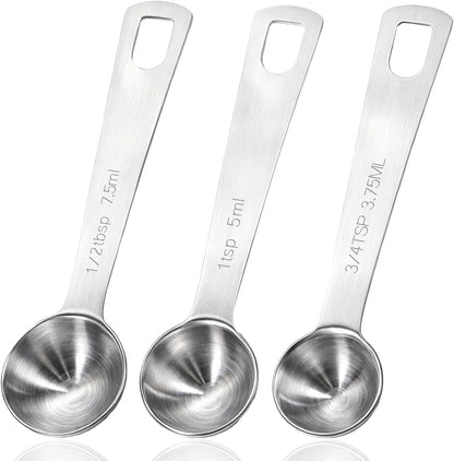 Measuring Spoon 3/4 Tsp 1/2 Tsp Tablespoon Spoon 5ml/7.5ml/3.75ml Small Mini Teaspoon Metal Measure for Kitchen Cooking CoffeeSpoon
