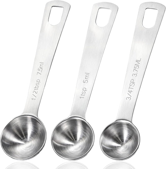 Measuring Spoon 3/4 Tsp 1/2 Tsp Tablespoon Spoon 5ml/7.5ml/3.75ml Small Mini Teaspoon Metal Measure for Kitchen Cooking CoffeeSpoon
