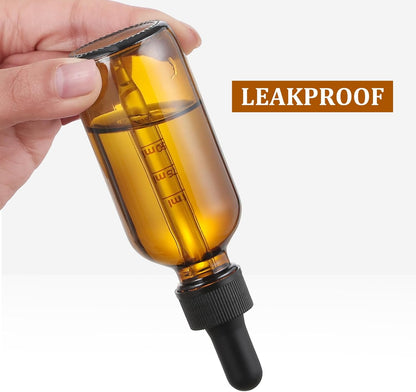 4 Pack, 1 oz Thick Dark Amber Glass Dropper Bottles with 1 Funnels & 4 Labels - 30ml Tincture Bottles with Eye Dropper - Leakproof Essential Oils Bottle - Storage and Travel for Beauty or Health