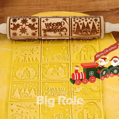 Floral Vine Embossed Rolling Pins for Cookies, Wooden Engraved Rolling Pins for Baking, Embossing Rolling Pins with Designs, Patterned Rolling Pin Decorative Springerle Mold Stamp Clay Pattern Roller