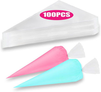 Piping Bags and Tips Set, Cakes Decorating Supplies Kit with 100pcs 12 Inch Pastry Bags, 16 Piping Tips, 3 Cake Scraper, 2 Couplers, 2 Bag Ties, Simple and Convenient Baking Supplies Set