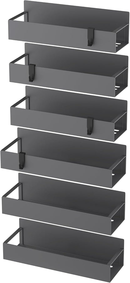HuggieGems Metal 4 Pack Magnetic Spice Storage Rack Organizer for Refrigerator and Oven, Black Fridge Organizers and Storage, Metal