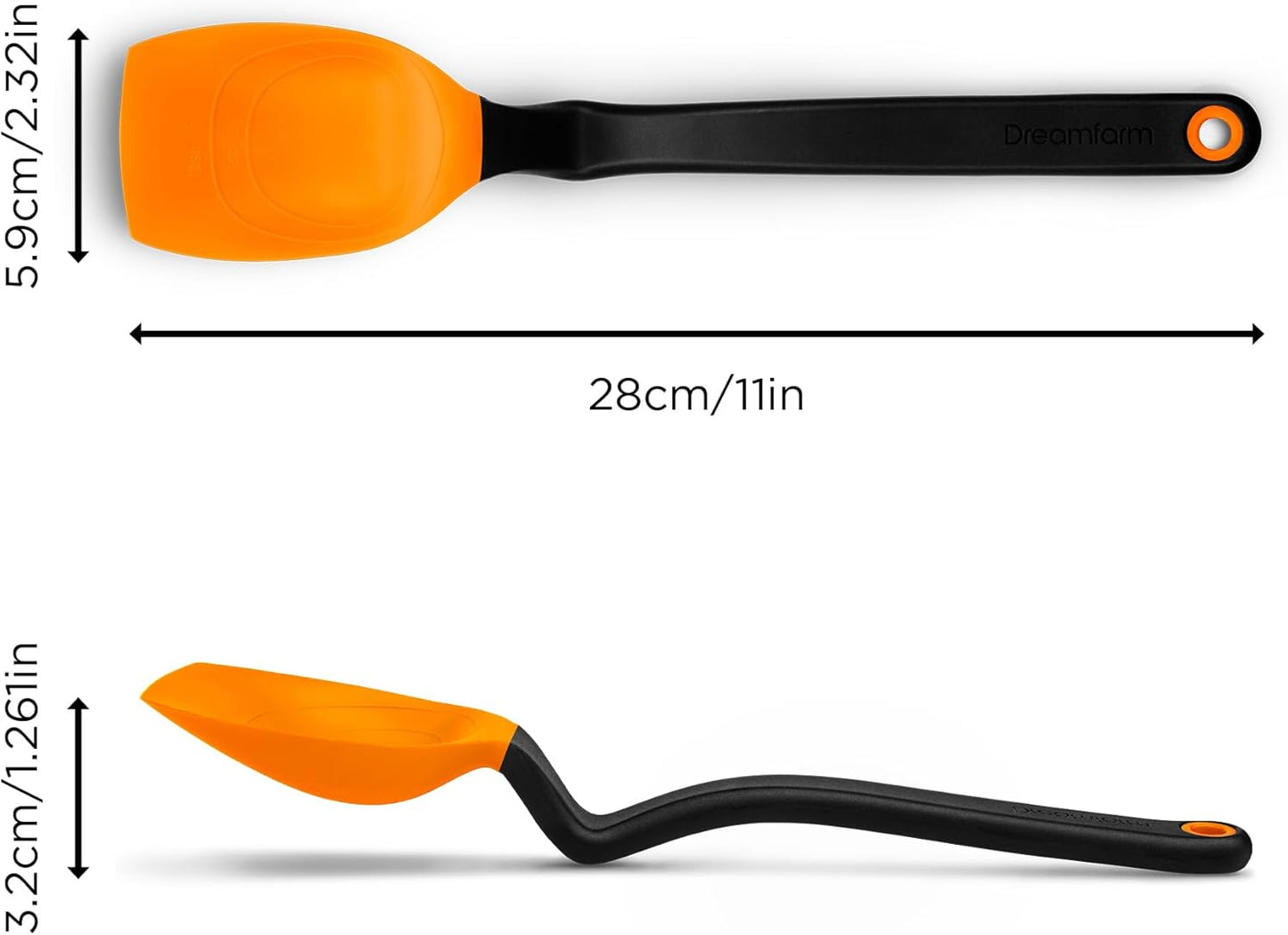 Dreamfarm Supoon Non-Stick Sit-Up Silicone Scraping, Serving, Cooking Spoon Measures 5ml Tsp & 15ml Tbsp - 11" Red