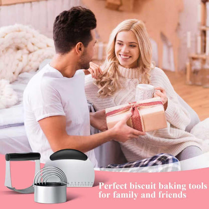 Biscuit Cutter Set, Dough Blender, Pastry Cutter, Biscuit Cutter, Dough Cutter,Pastry Cutter Set, Round Sifter,Baking Dough Tools for Cooking Cookies (3 Pcs/Set)
