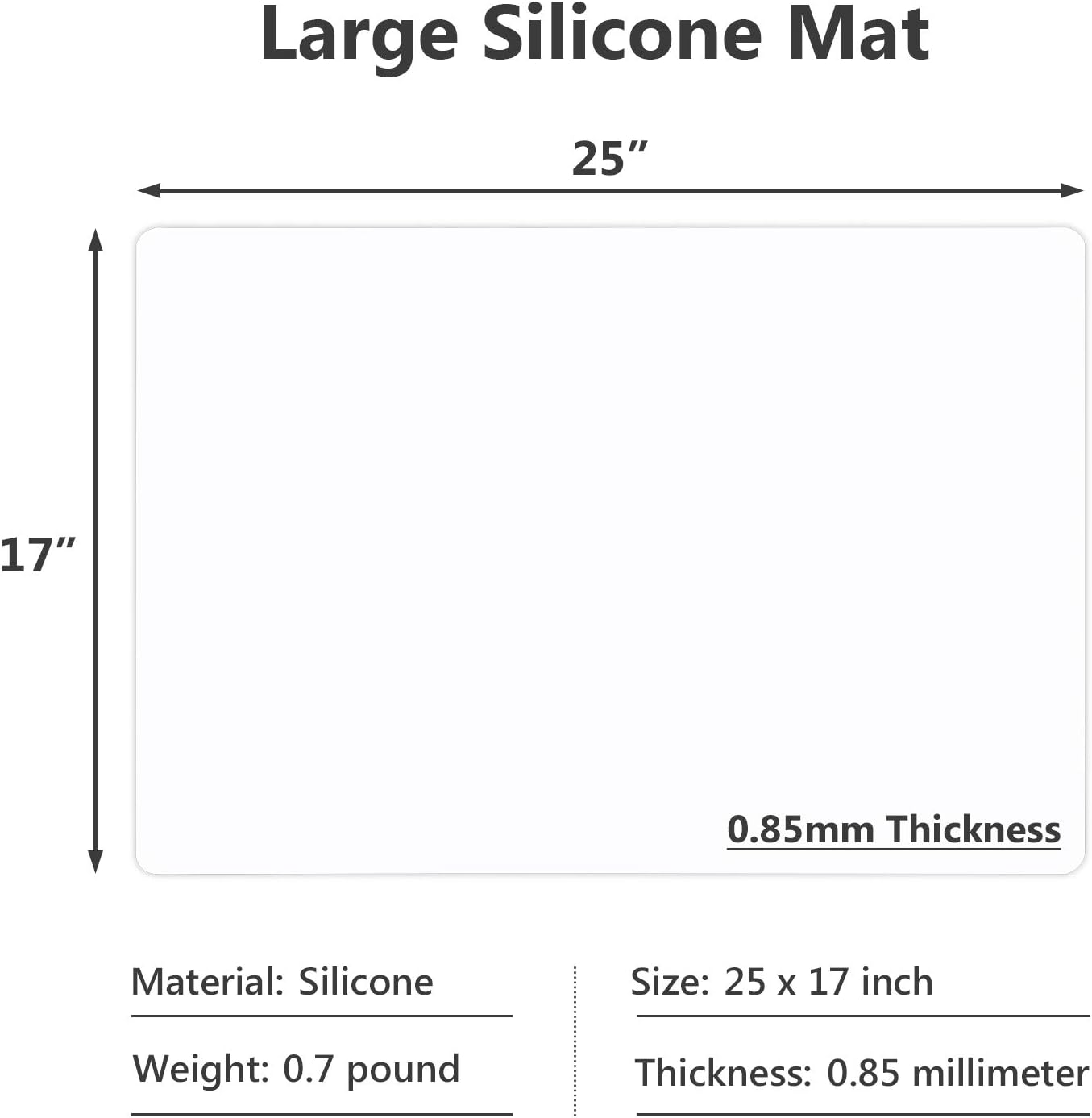 Gartful Silicone Mats for Kitchen Counter, Large Silicone Countertop Protector 25" by 17", Nonskid Heat Resistant Desk Saver Pad, Multipurpose Mat, Placemat, Black