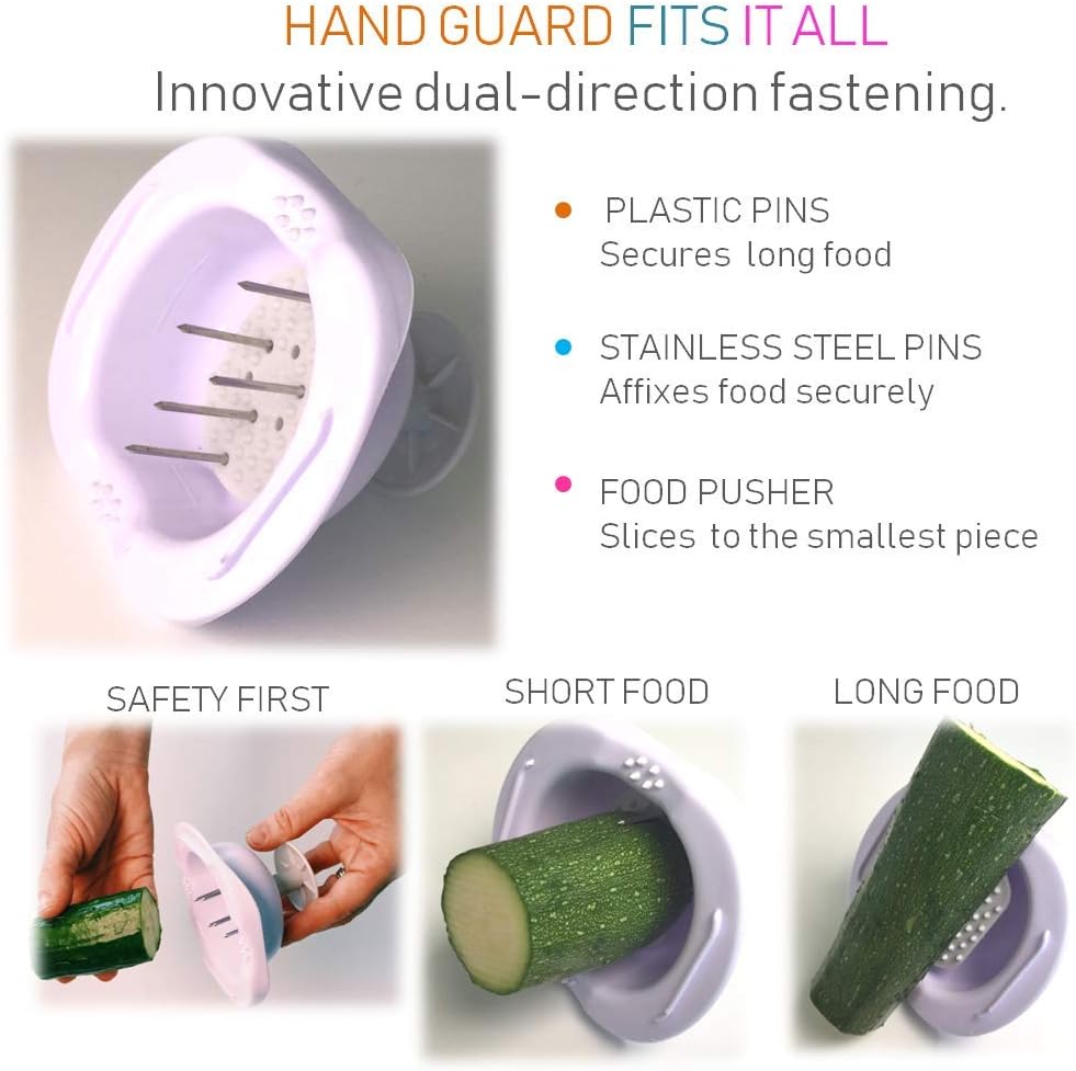 Mandolin Slicer Adjustable Mandoline | Best Hand-Held Cutter for Vegetable Potato Zucchini Food | Professional Steel Blade - Safe Finger Guard - 9-in-1 Japanese Design White