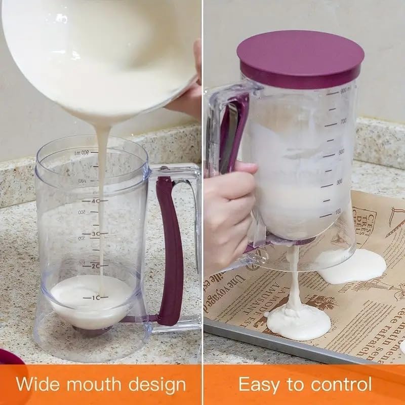 Batter Dispenser With Measuring Scale 900ml Capacity Leak Proof Design For Baking Pancake Muffin Cupcake Easy To Use Kitchen Baking Tool Baking Supplies for Griddle（Red）