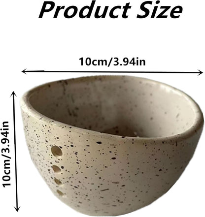 Pottery Herb Stripper Bowl, Handmade Pottery Herb Stripper Ceramic Herb Stripper Quick Stem Removal Ceramic Bowl 2025 New Ceramic Kitchen Herb Stripping Tool