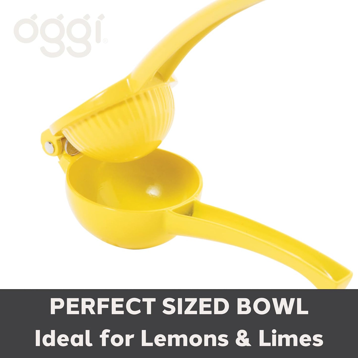 OGGI Combo Citrus Press- Aluminum Manual Citrus Juicer w/Non-Stick Coating, Ideal Hand Juicer, this Citrus Squeezer is a Great Addition to Your Kitchen Accessories, Yellow