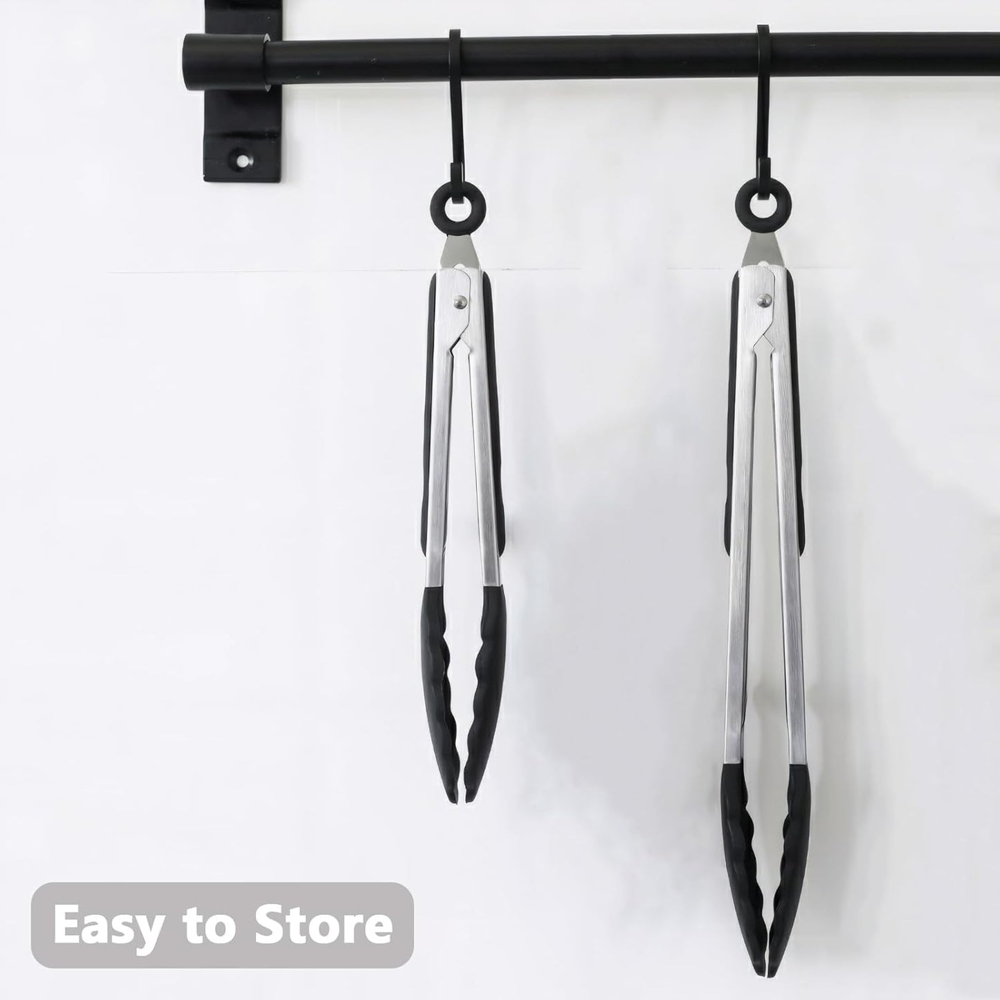 Kitchen Silicone Tongs for Cooking with Nonslip Silicone Tips, 600°F Heat Resistant Cooking Food Tong Set Heavy Duty Stainless Steel Handle for Baking Grilling Serving, 3 Pack (7" & 9" & 12")