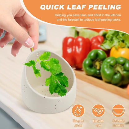 Pottery Herb Stripper Bowl, Upgrade Handmade Ceramic Herb Peeling Bowl, Different Round Hole Sizes Suitable for Peeling Off The Leafy Assembly(COLOR:Green)