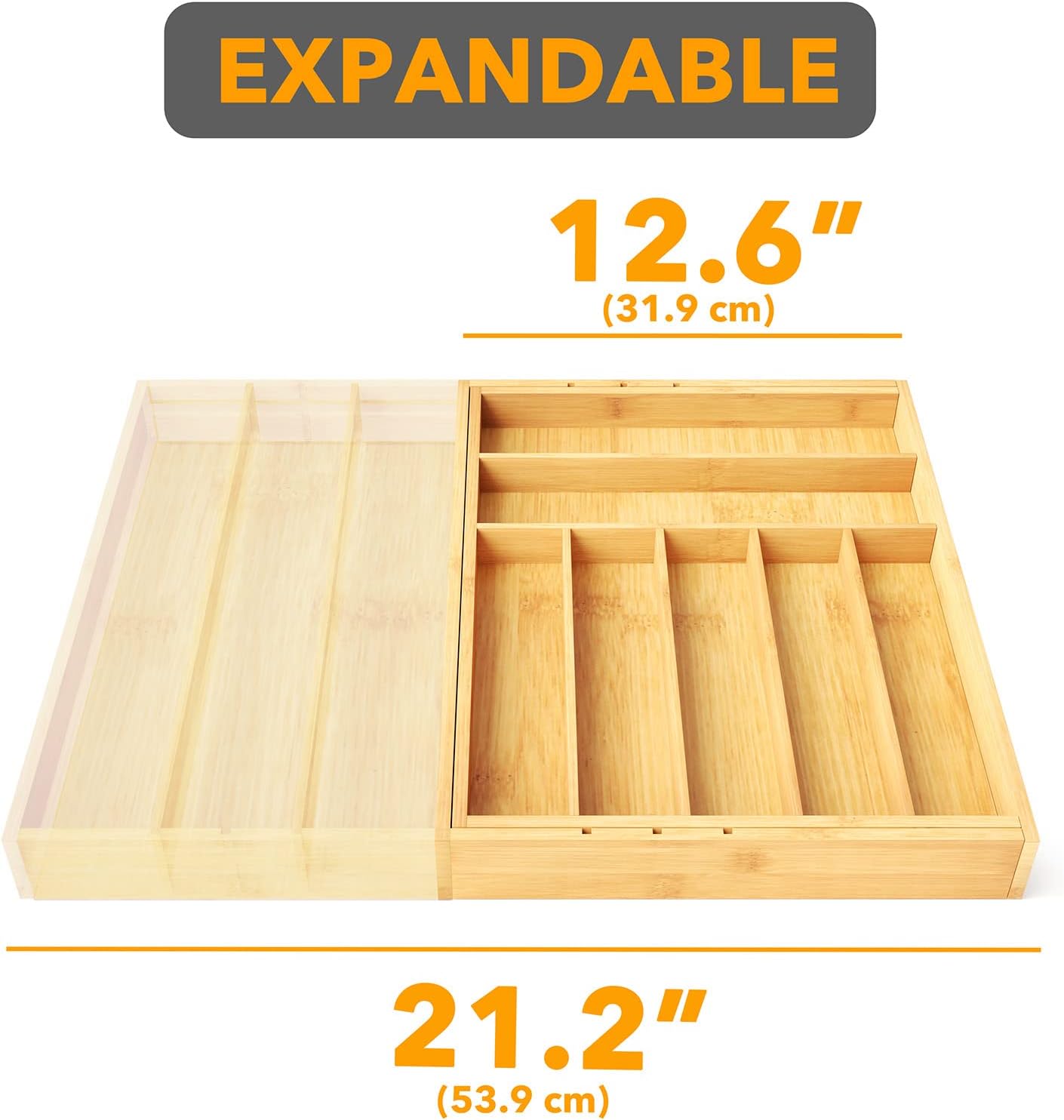 SpaceAid Bamboo Silverware Drawer Organizer with Labels, Kitchen Utensil Expandable Tray Holder Organizer for Flatware, Cutlery, Spoon and Knives Drawer Storage Organization (Natural, 10 Slots)