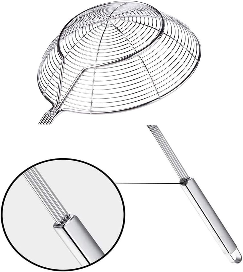 Tenta tenta kitchen Solid Stainless Steel Spider Strainer Skimmer Ladle for Cooking and Frying, Kitchen Utensils Wire Strainer Pasta Strainer Spoon Hot Pot Fat Skimmer Spoon Set of 3