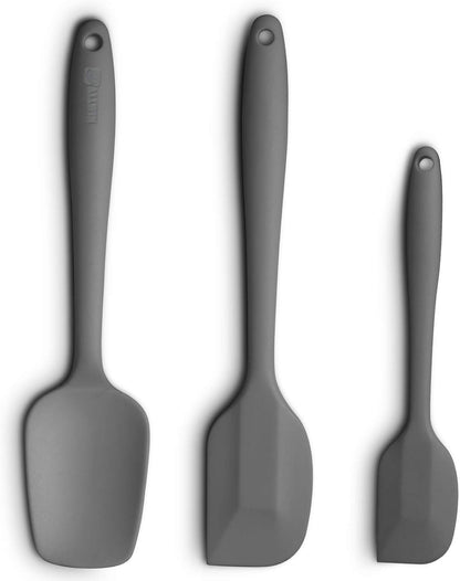 Silicone Spatulas Set Turners Tongs Cooking Utensils Set High Heat Resistant Kitchen Scraper Spatulas for Cooking Mixing Baking BPA Free Dishwasher Safe, Black
