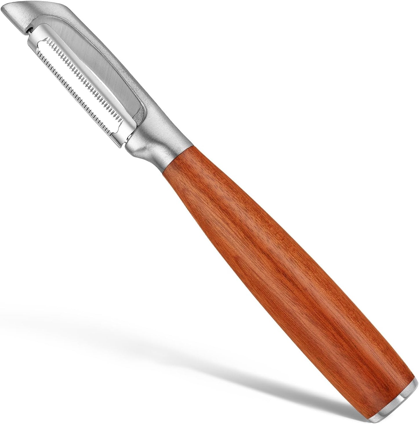 Serrated Blade Premium I Type 304 Stainless Steel Multifunctional Kitchen Peeler Real Wood Handle Ultra Sharp Blade Vegetable Potato Apple（Agarwood）