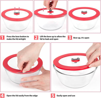 2 Pack Replacement Lids for Pyrex 7201-PC 4 Cup Glass Containers Mixing Bowl Silicone Storage Cover Leakproof Red