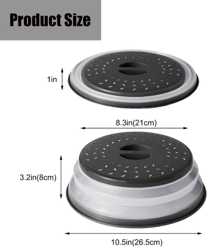 Collapsible Microwave Cover 10.5",Microwave cover for Food 10.5”,Microwave Cover Collapsible Splatter Cover Colander Lid,Fruit Drainer Baske,BPA Free and Non-Toxic(Black) ﻿