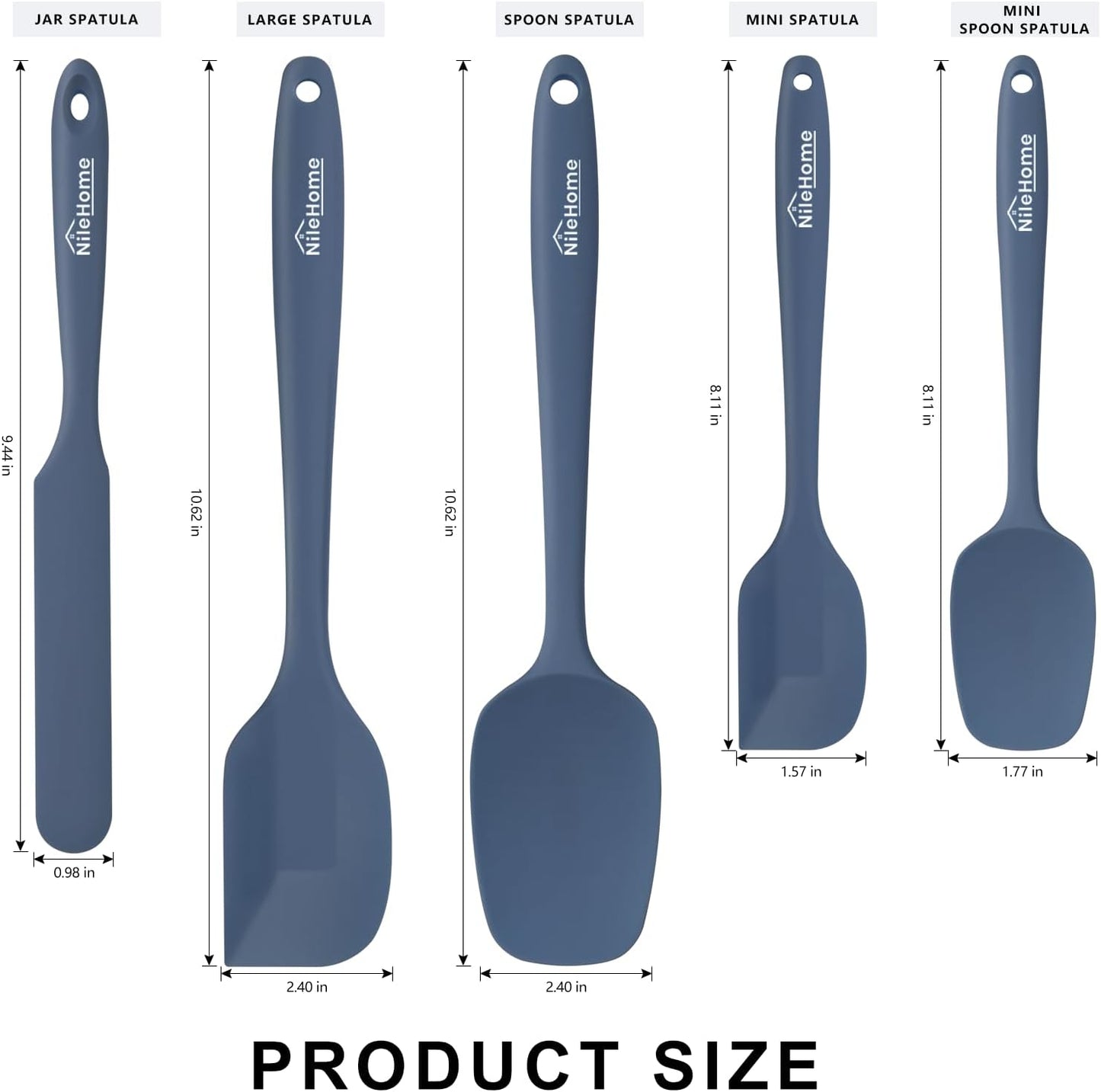 NileHome Silicone Spatula Set, 6 Pieces Food Grade Kitchen Utensils with Silicone Brush Heat Resistant Up to 600°F Dishwasher Safe BPA-Free Rubber Spatula for Scraping, Baking, Cooking, Mixing-Black