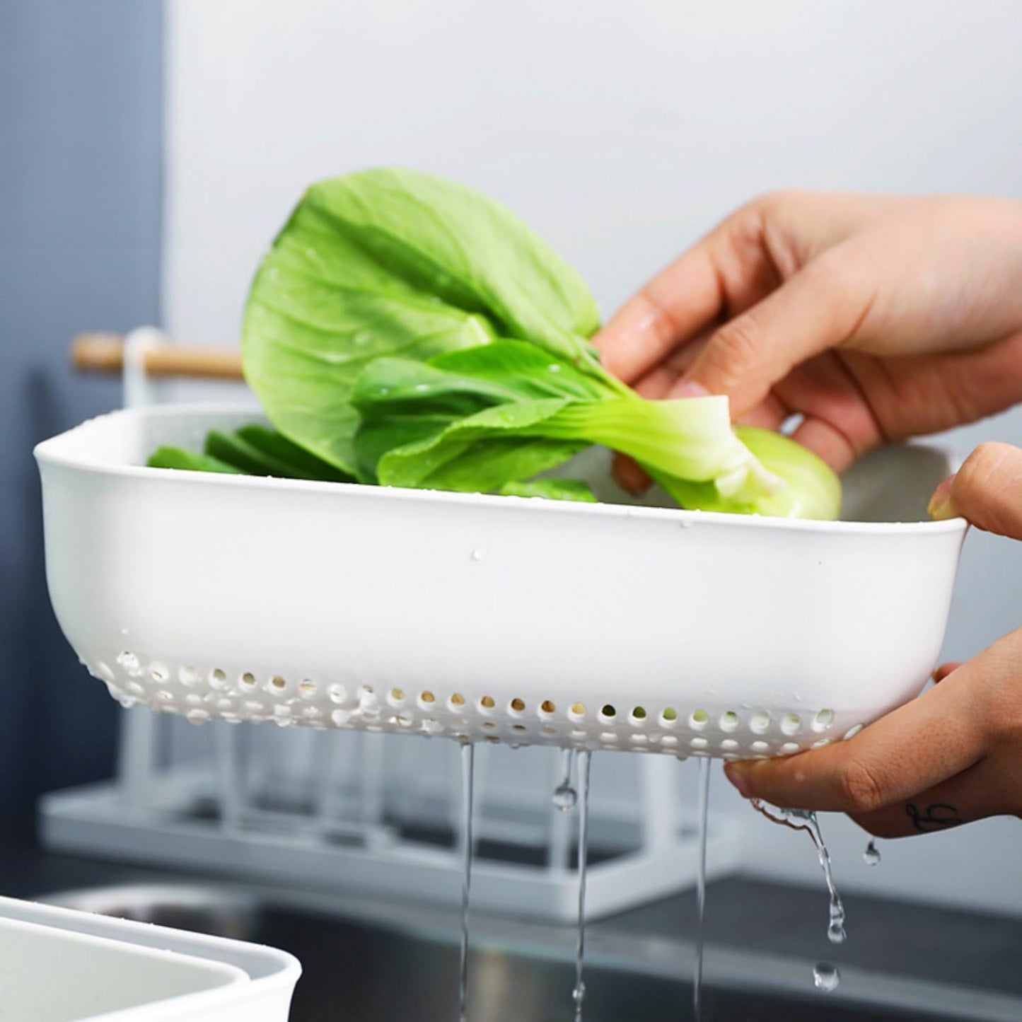 3pcs Fruits & Vegetable Colander Set,2 in 1 Fruit Washing Basket with Strainer,Multipurpose Vegetable Filter,Multi-layer Kitchen Draining Basket Set