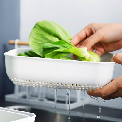 3pcs Fruits & Vegetable Colander Set,2 in 1 Fruit Washing Basket with Strainer,Multipurpose Vegetable Filter,Multi-layer Kitchen Draining Basket Set