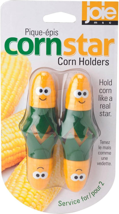 Joie Corn Cob Stripper, Durable Stainless Steel Blades, Secure Contoured Grip, Compact Peeler Cuts in Both Directions to Remove Kernels, Cute Kitchen Gadget, Great Canning Tool