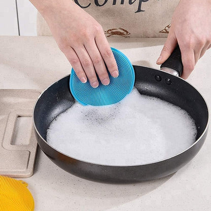 Collapsible Bowl Silicone Collapsible Container Food Storage Containers Collapsible Camping Bowl for Travel Camping Hiking with Airtight Plastic Lids and 2Pack Silicone Dish Sponges- Blue, 1200ml