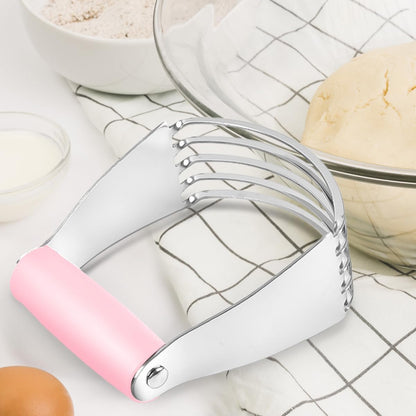 Dough Blender, Top Professional Pastry Cutter with Heavy Duty Stainless Steel Blades, Large Size, Pink