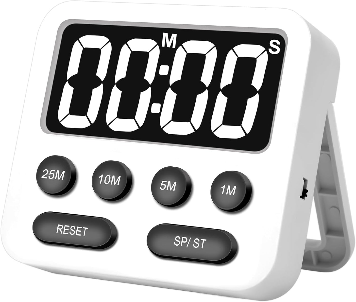 Pomodoro Timer, Productivity Timer with Large Display, Digital Kitchen Timers for Cooking, Settings 1-5-10-25 Minutes, White