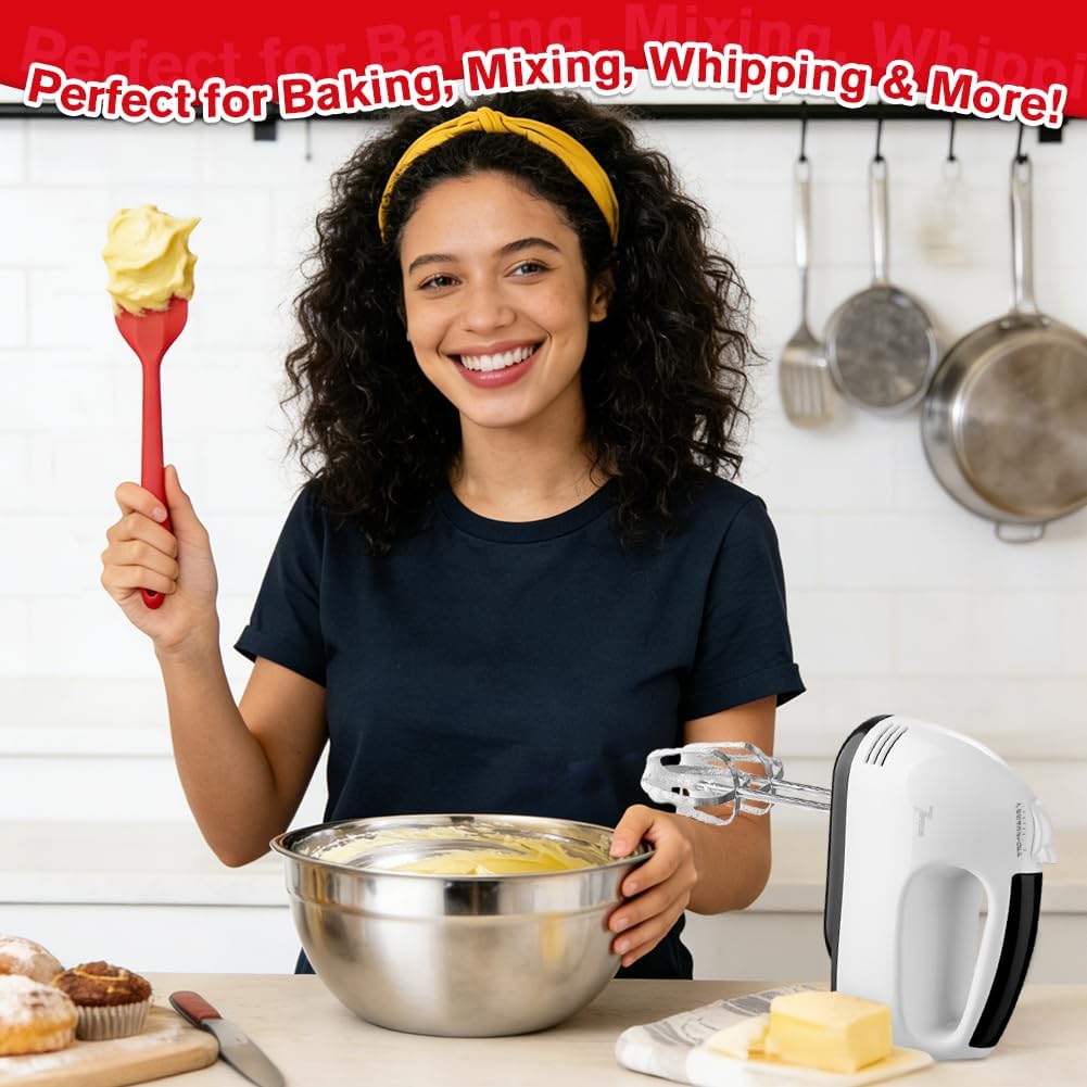 Showvigor Electric Hand mixer - 7 Adjustable Speed 180W Handheld Mixer Electric Whisk with 5 Stainless Steel Accessories, Turbo Boost/Self-Control Speed + Eject Button Food Beater for Cakes Eggs