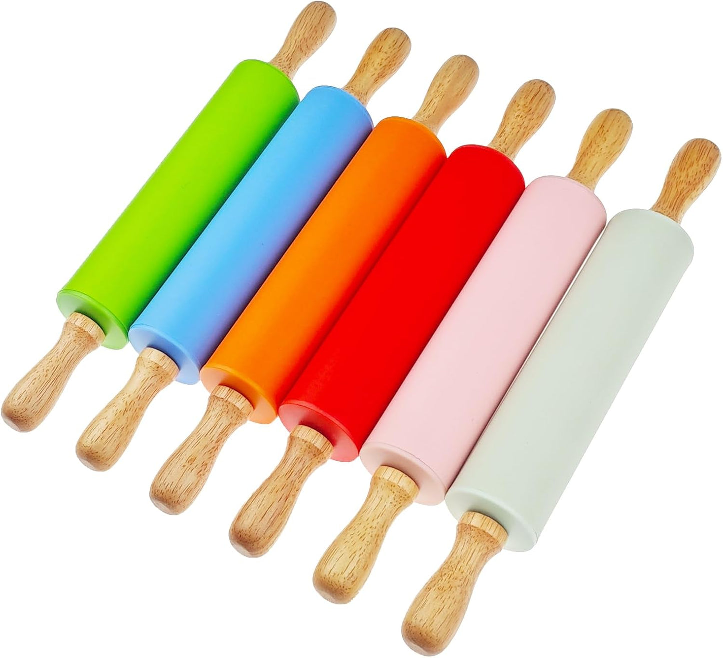 6 Pack Small Rolling Pin for Kids, Kids Rolling Pin for Home Kitchen (6 colors) (9 Inch)
