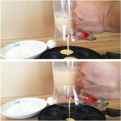Hand Crank Batter Dispenser,Hand-held Manual Stirring Separator Funnel Mixer with Scale Baking Tool for Pancake Cupcake Waffle