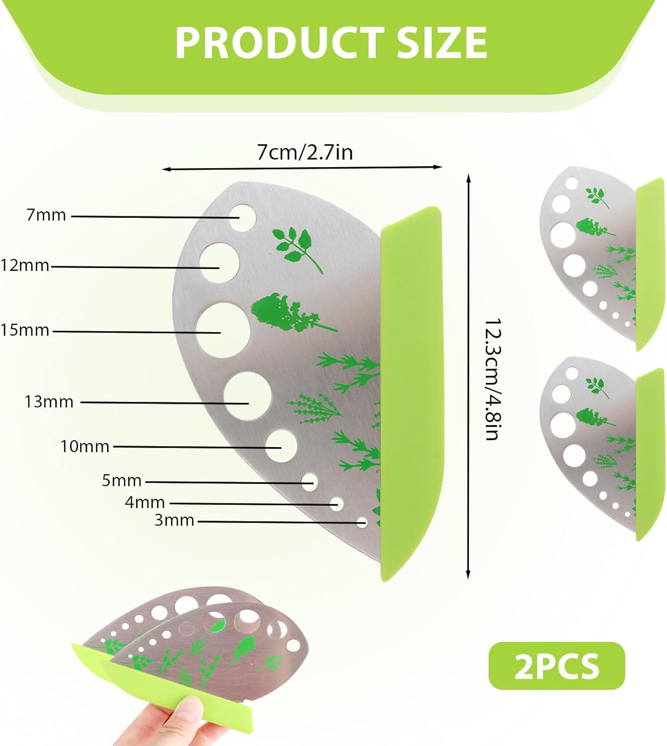 2pcs Herb Stripper Tool - 9 Different Size Holes for Stripping Various Vegetable Leaves, Stainless Steels Herbd Destemmer,Unique Kitchen Gadgets for Home Cooks