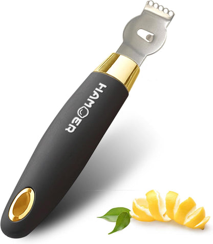 Lemon Citrus Zester Tool Cheese Grater for kitchenaid-Multipurpose grooved channel knife scraper,Stainless steel blade and ergonomically designed curved handle