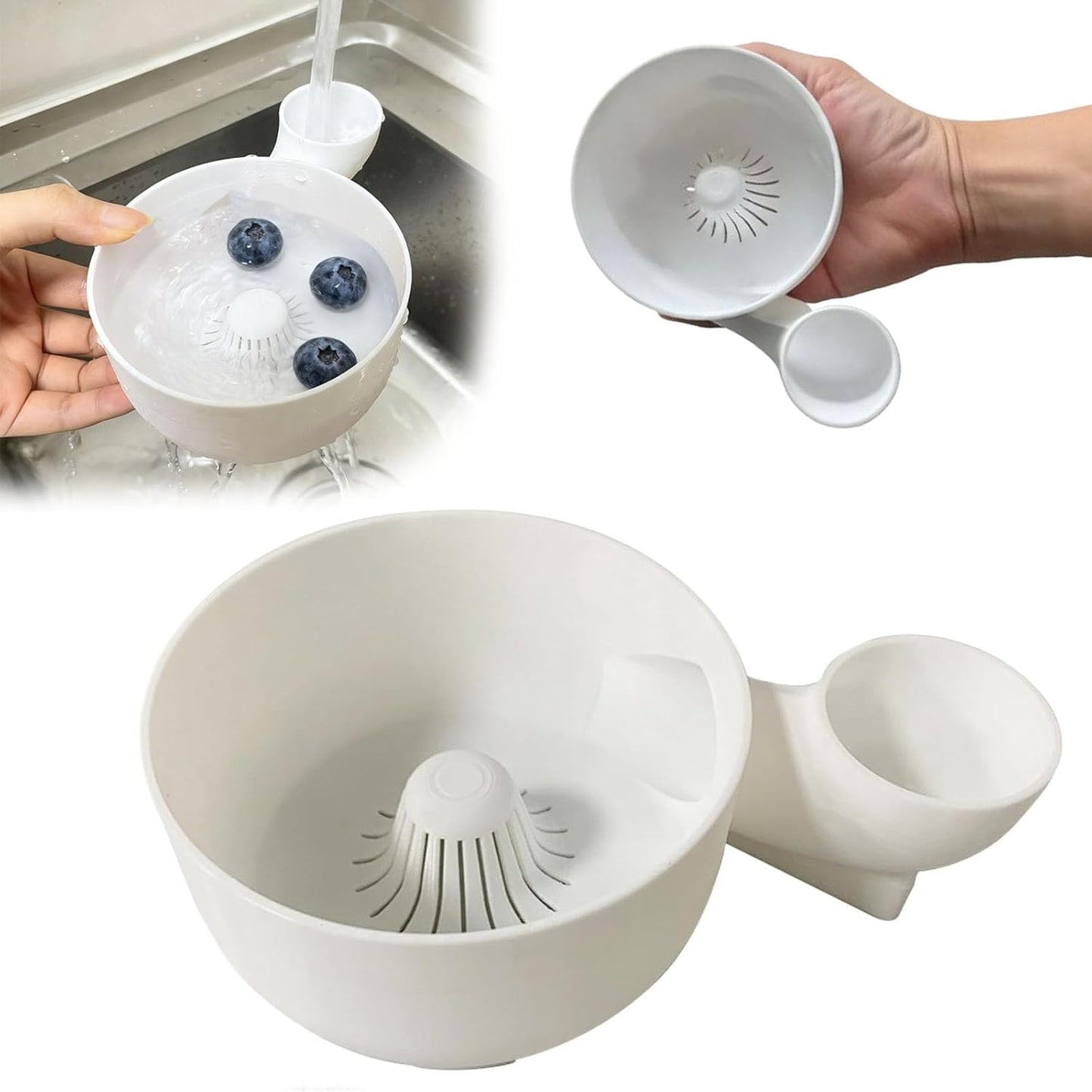 Smart Fruit & Veggie Washer, Automatic Vegetable and Fruit Washer, Printing Automatic Fruit Cleaner Spinner, Vortex Spin Produce Cleaner for Berries, Leaves, Grapes (Green, 8.8in)