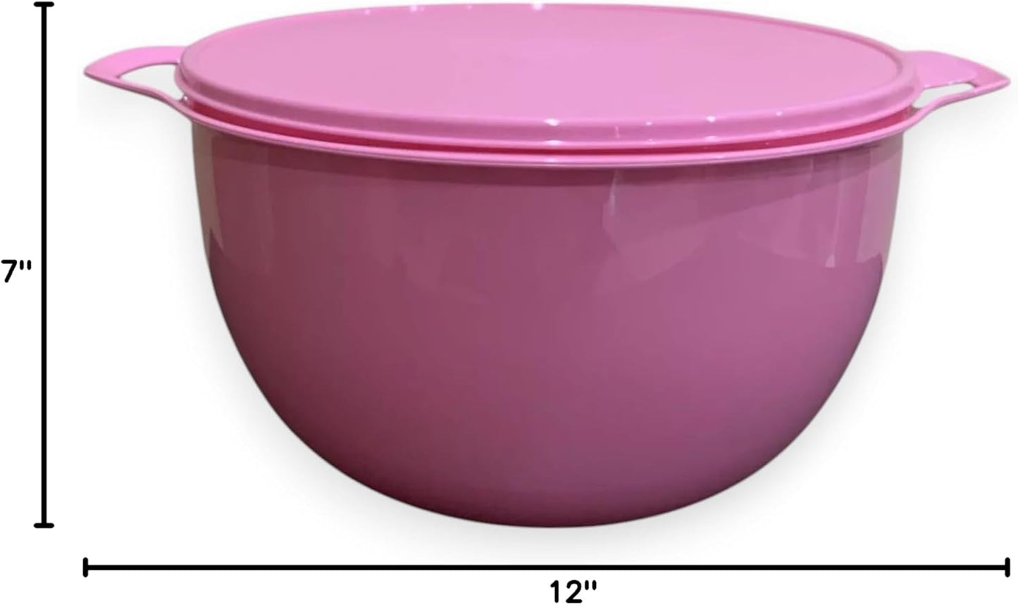 Tupperware Thatsa Mega Bowl Mixing Bowl 42 Cups 10L Pink with Matching Lid