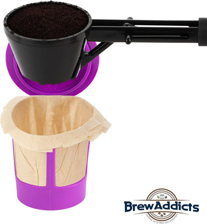 Coffee Scoop Funnel for K-Cups Reusable, Coffee Spoon Accessories for Keurig Brewers & Other Refillable Capsules, Dark Black