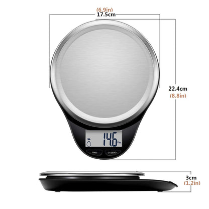 Food Scale, Kitchen Scales Digital Weight Food Grams and Ounces for Weight Loss Baking Cooking of NUTRI FIT, Max 11lb 1g Increment, Backlight LCD Smart Tare Stainless Steel, Easy to Use, AAA Battery