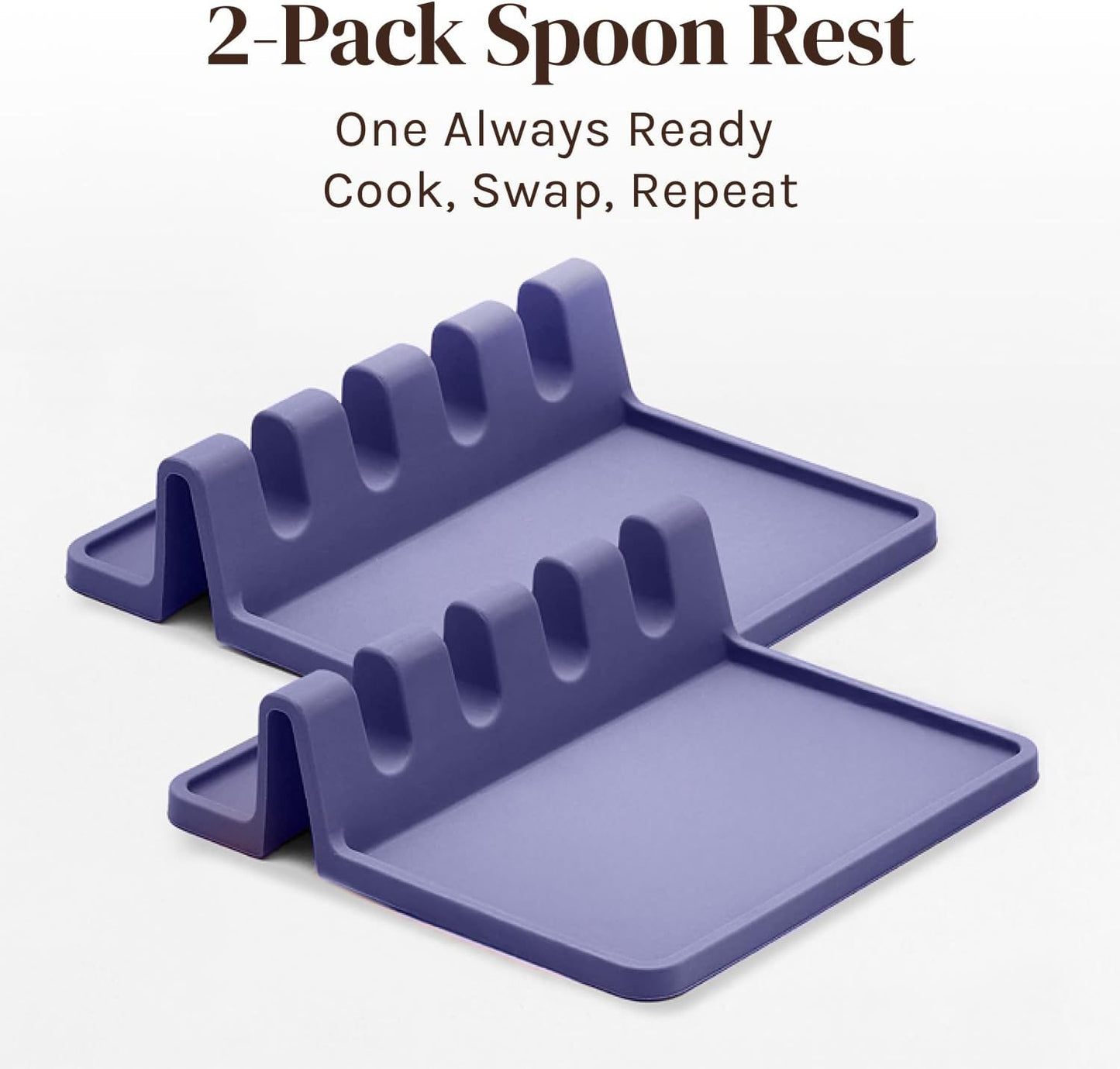 Cooler Kitchen Black Silicone Spoon Rest for Stove Top with Drip Pad (Two Pack) - Heat-Resistant, BPA-Free Utensil Rest & Spoon Holder for Kitchen Counter - Grill Utensil Holder for Spatulas