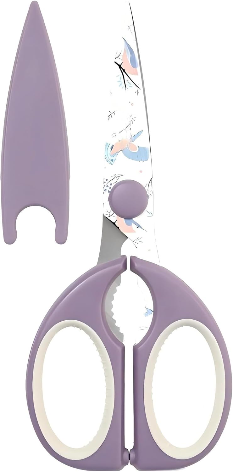 Kitchen Shears Scissors, ARCHIKING 7.7inch Gold Titanium Plated Scissor-Meat and Poultry Shears, Dishwasher Safe, Acrylic Handel All Purpose Stainless Steel Utility Scissor - Diamond Clear