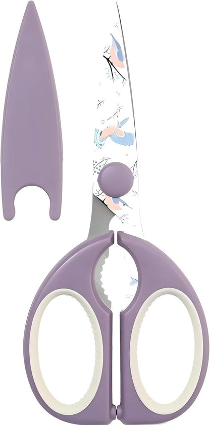 Kitchen Shears Scissors, ARCHIKING 7.7inch Gold Titanium Plated Scissor-Meat and Poultry Shears, Dishwasher Safe, Acrylic Handel All Purpose Stainless Steel Utility Scissor - Diamond Clear