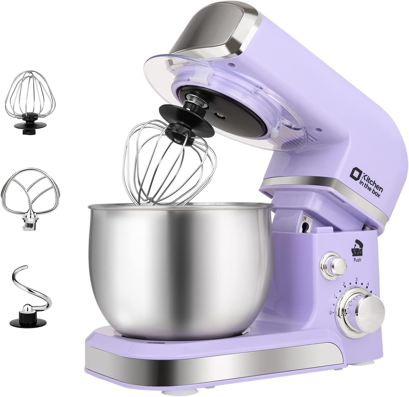 Kitchen in the box Stand Mixer,3.2Qt Small Electric Food Mixer,6 Speeds Portable Lightweight Kitchen Mixer for Daily Use with Egg Whisk,Dough Hook,Flat Beater (Black)