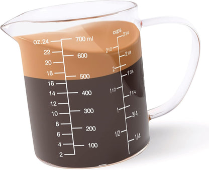 Newness 2-Cup Glass Measuring Cup For Baking and Cooking, (Upgraded, 3 Marking Including Cup/ML/Ounce Scale) Dishwasher, Freezer, Microwave, and Preheated Oven Safe, Essential Kitchen Tools