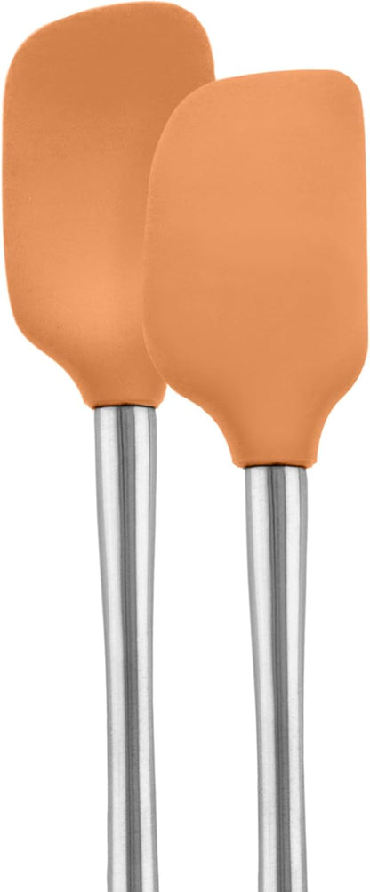 Tovolo Flex Core Silicone Spatula Spoonula Set of 2 for Non Stick Cast Iron Cooking & Baking, Dishwasher Safe Heat Resistant BPA Free Long Stainless Steel Handle Kitchen Utensil, Charcoal Gray