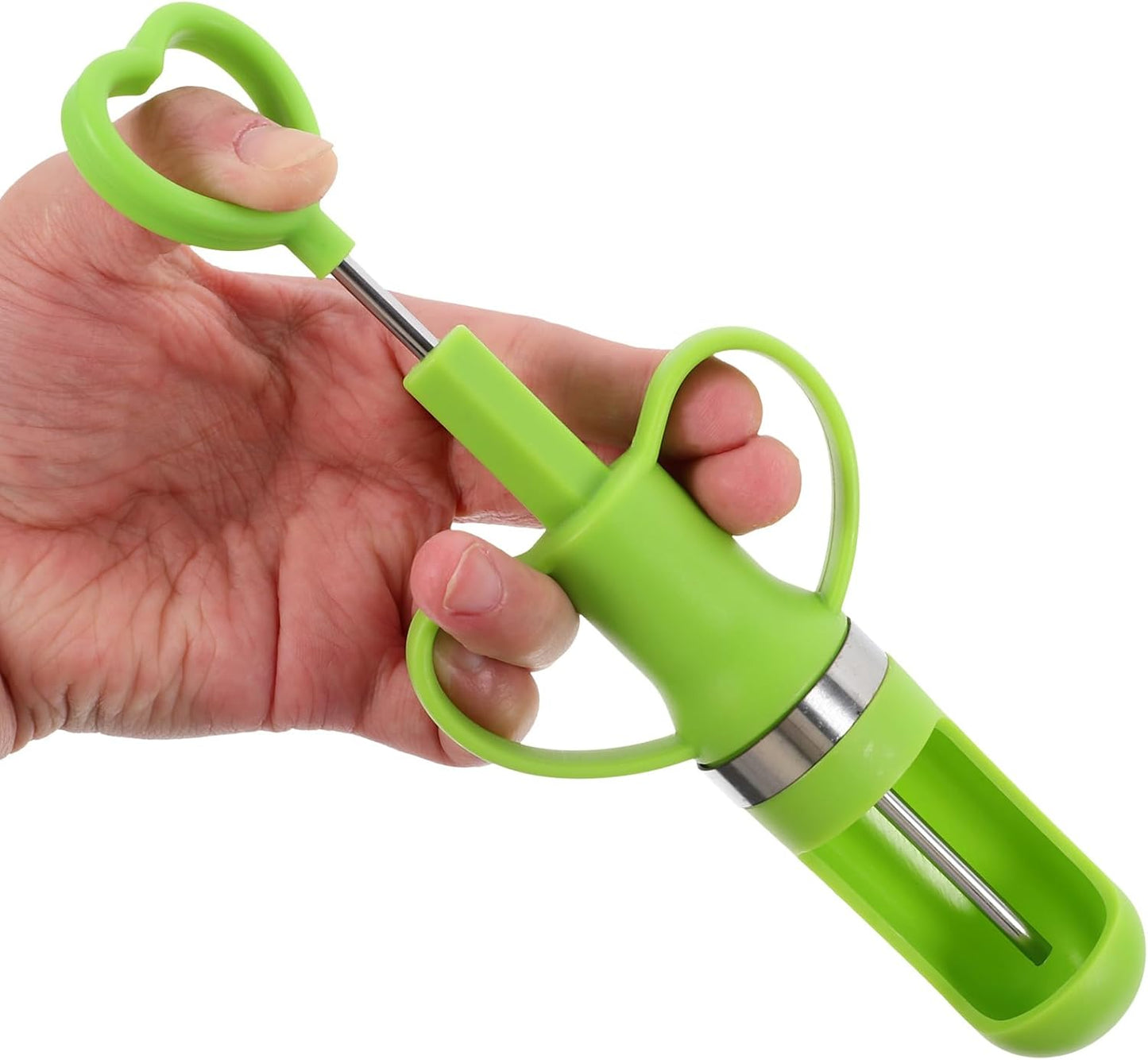 Generic Fruit Pitter Tool Fruit Core Remover Multifunctional Stainless Steel Cherry Core Remover with Long Handle for Kitchen and Home Use, Light Green
