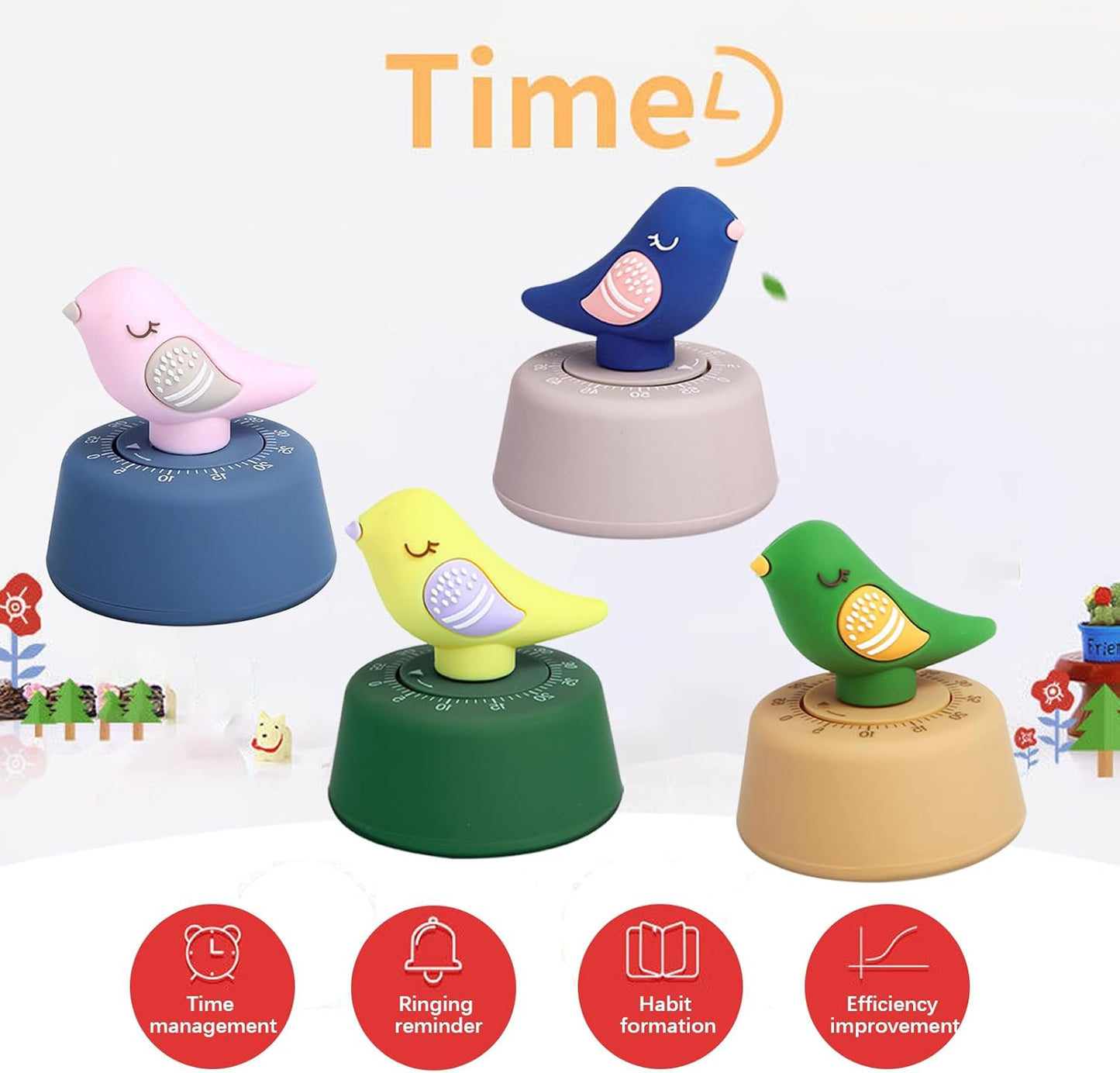 Quirky Creature Mechanical Kitchen Timer, Cute 60-Minute Manual Wind Up Countdown Clock, Unique Matte Blue Visual Timer for Kids, Creative Study Tool & Office Desk Gift (Blue)