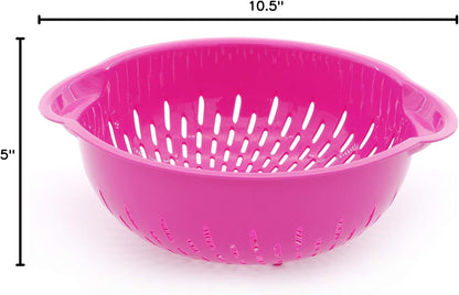 Mintra Home Mixing Bowl w/Colander (Large 4.5L, Red) - For Washing & Draining Fruits And Vegetables - Heavy Duty Plastic for Baking, Cooking Supplies - Dishwasher Safe
