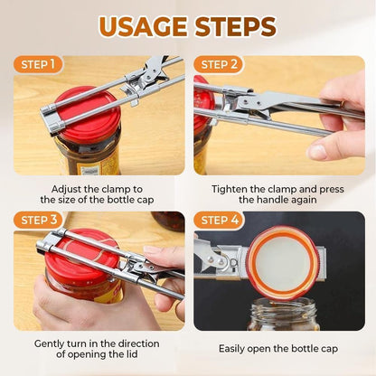 Adjustable Stainless Steel Jar Opener - Effortless Grip for Seniors & Weak Hands, Rust-Resistant Kitchen Gadget for Tight Lids (2)