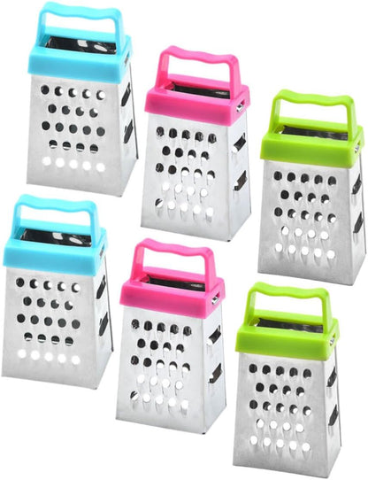 PRETYZOOM Mini Stainless Steel Cheese Grater Box with Non-Slip Handle Multipurpose Hand Grater for Cheese Garlic Ginger and Vegetable Slicing Compact 2.63 Inch Kitchen Shredder Set of 30