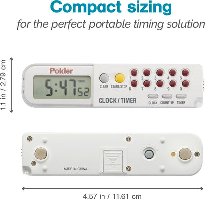 Polder Combination Clock, Timer and Stopwatch with Large, Easy-to-Read Digital Display, White